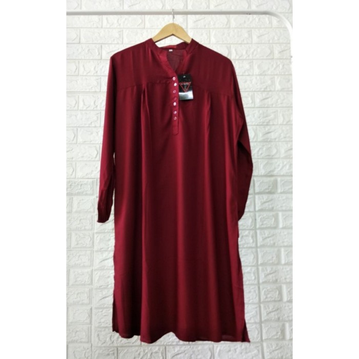 Tunik Polos Rayon Jumbo Merah Maroon - M