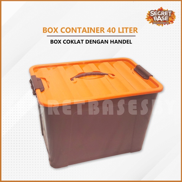 [JOERAGAN LAPAK] BOX CONTAINER 40 LITER - Coklat Dengan Handel / Box Container 40L