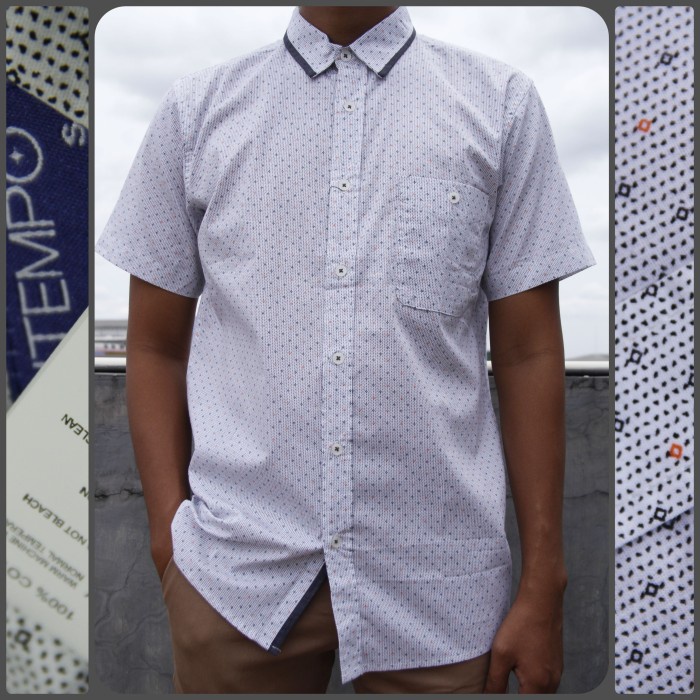 Mark Kemeja Pria Lengan Pendek Motif Bintik Contempo 03 - 01, S