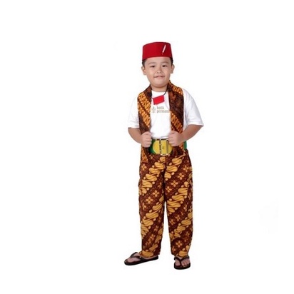 ✅Diskon Terlaris Baju adat betawi anak Laki Laki cowok PAKET LENGKAP Peci Kaos Celana Syal - Sabuk s