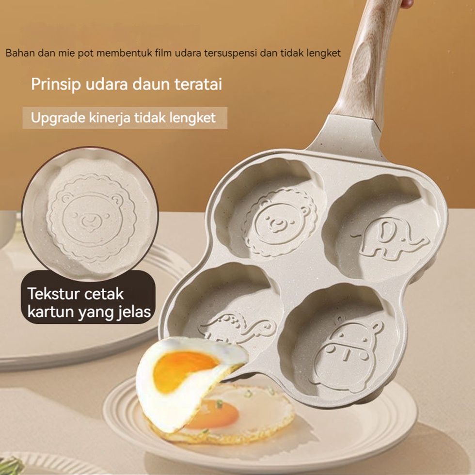 Panci Wajan Penggorengan Telur Pancake Wajan Telur 4 Lubang Penggorengan Peralatan masak untuk kompo