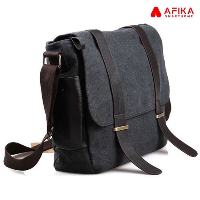 Bomeayy Tas Selempang Pria Kanvas Kapasitas Besar Korean Style