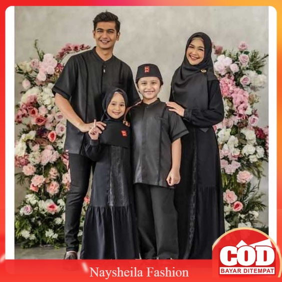 Sarimbit Midnight Black By Keke Terbaru 2024 Seragam Keluarga Family Set  Sarimbitan Hari Raya Lebar