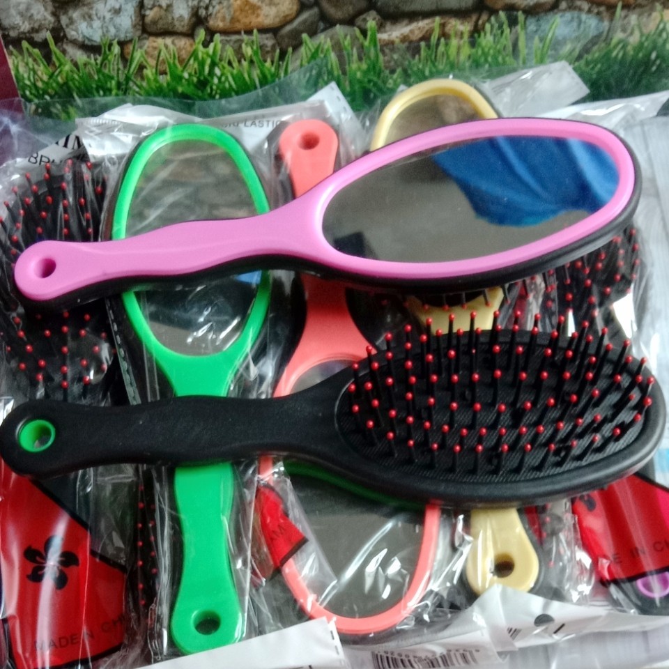 Set Sisir Cermin Gagang Sisir Cantik / Kaca Dengan Sisir Salon / Mirror / Miror / Make Up / Makeup /