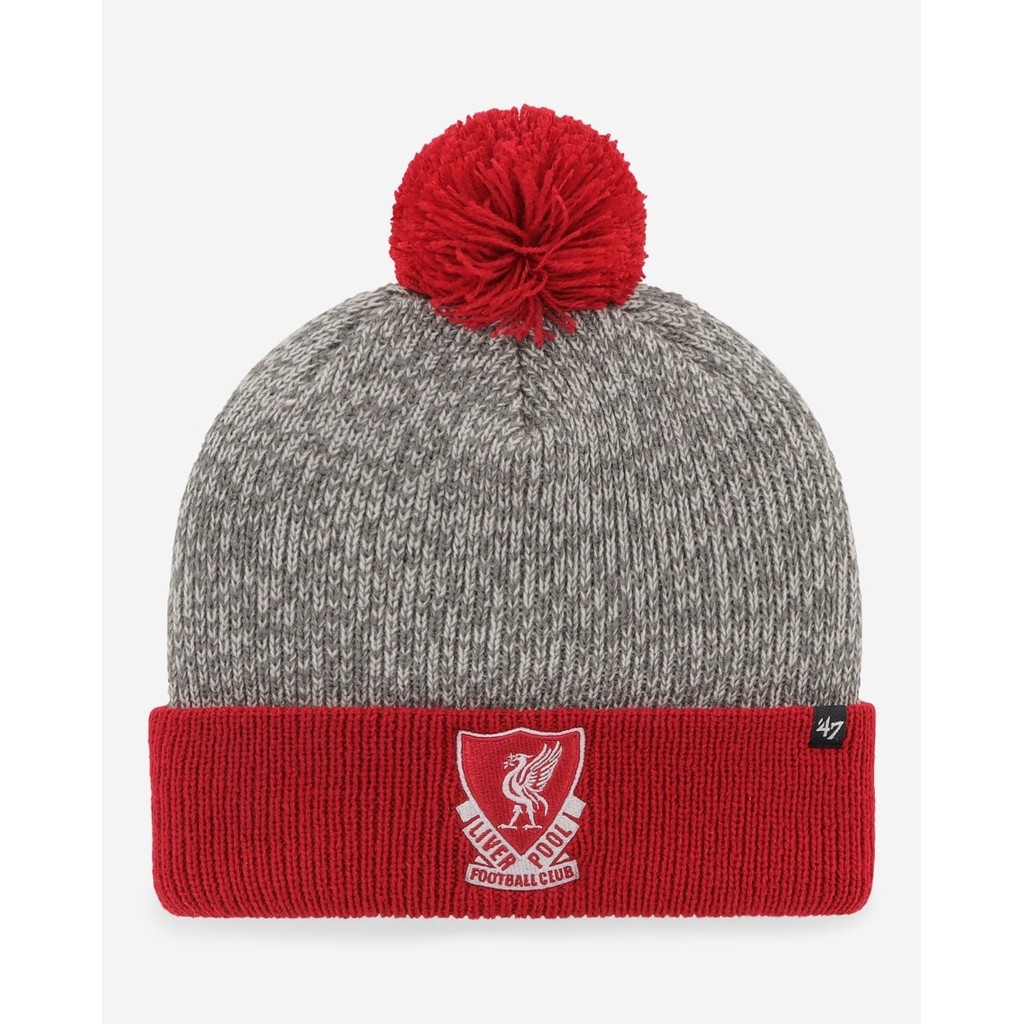 LFC 47 1989 Cuff Knit Grey Bobble Hat, Topi Kupluk Liverpool FC Official Licensed Product