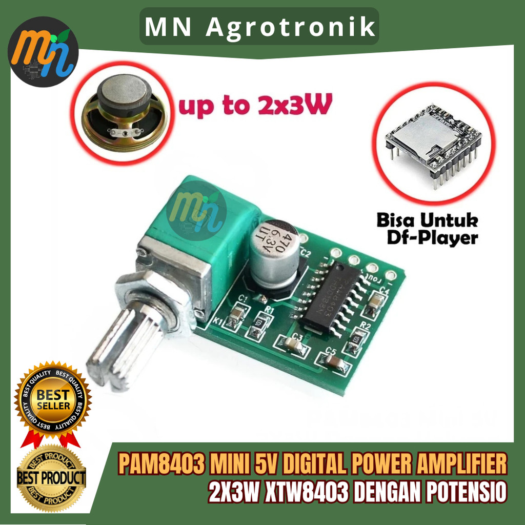 PAM8403 MINI 5V DIGITAL POWER AMPLIFIER 2X3W XTW8403 POTENTIO SWITCH