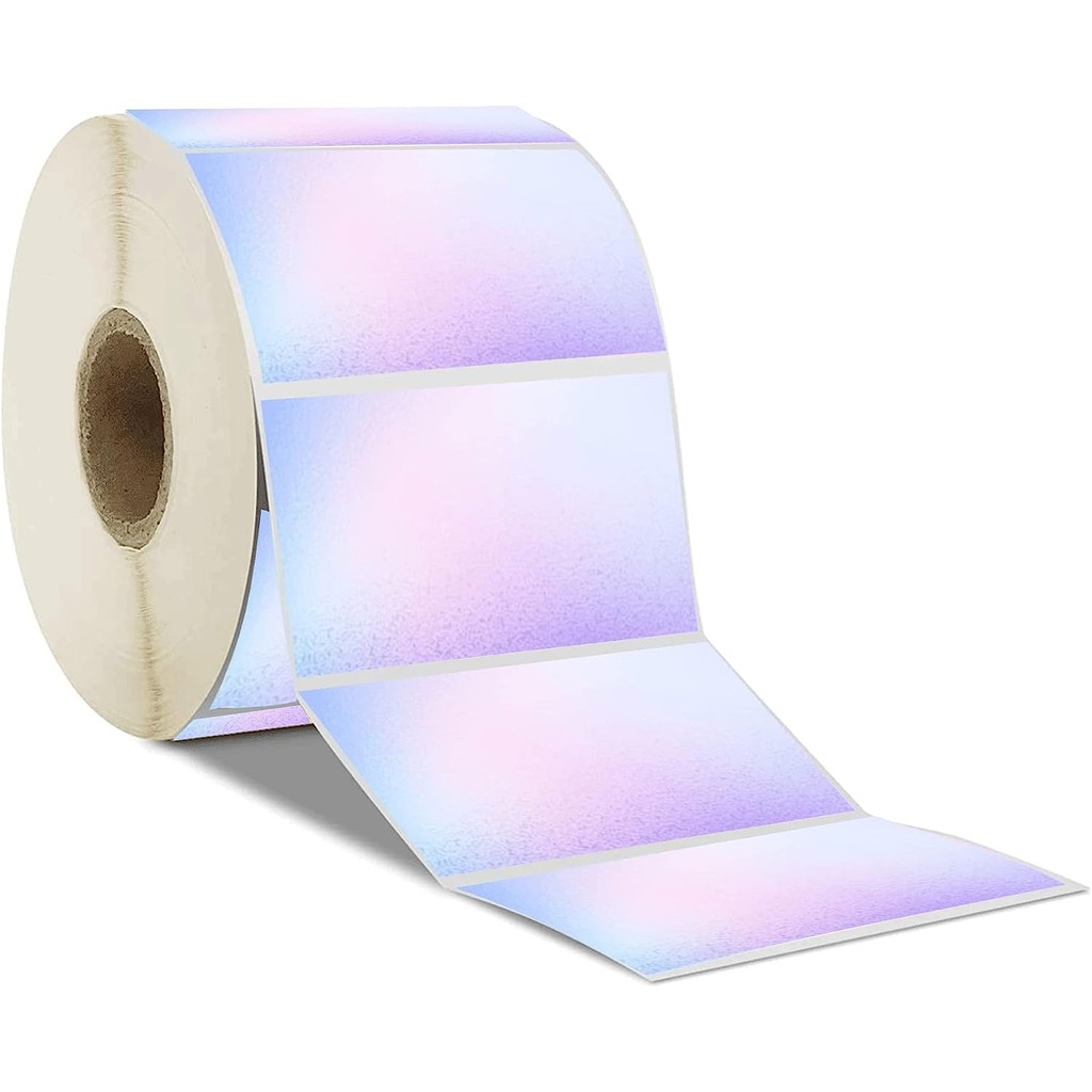 

Gradient Purple Thermal Sticker 1.25*2.25 inches Rectangular Printer Label Self-adhesive Watercolor Tag 250Pcs