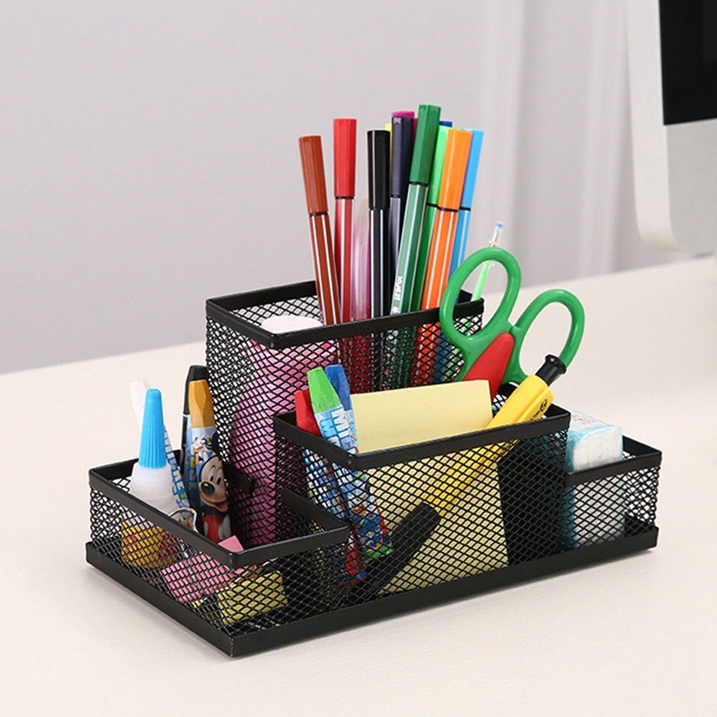

1Pc Fashion Multifunctional Office Stationery Desk Organizer Mesh Collection Pen Holder Organizer Box Office School Supplies