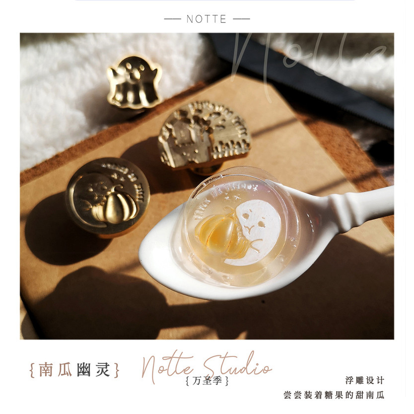 

Hallowmas Wax Seal Stamp Special-Shaped Fire Seal Stamp Copper Head 3d Relief Brass Head Envelope Seal Carved Laser Embossing