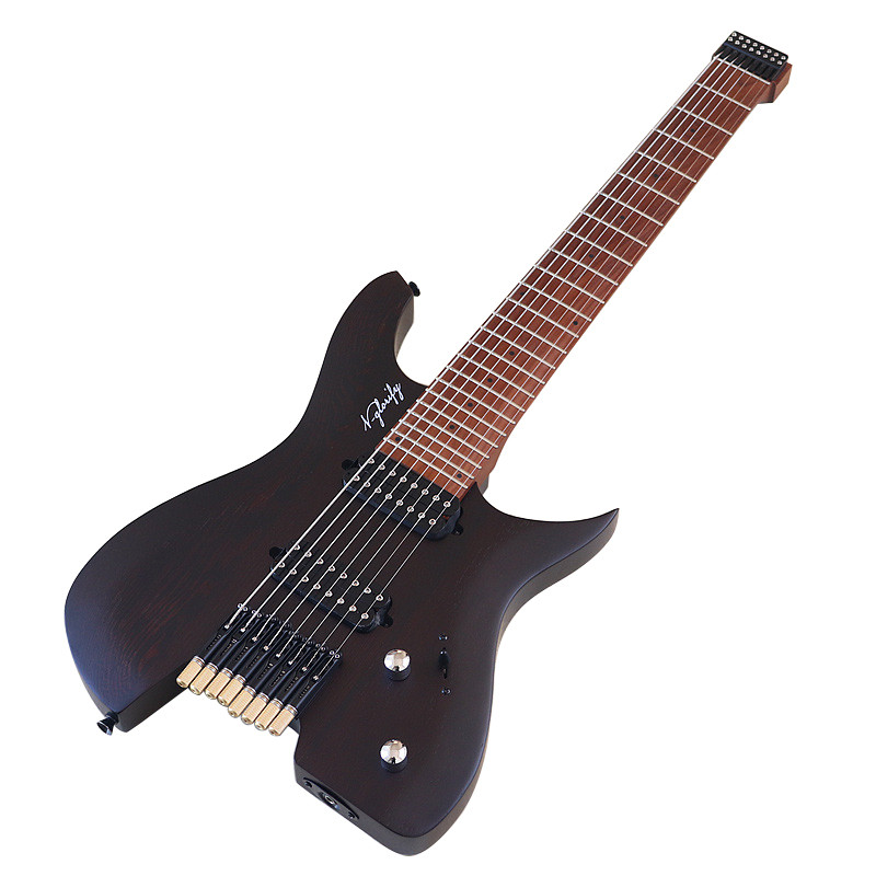 Wenge Wood Body 8 String Headless Electric Guitar 30 Inch Headless Guitar Roasted Maple Neck