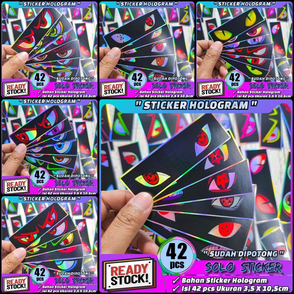 

SUDAH DIPOTONG Sticker Strobo Mata Isi 42 pc Stiker Mata Kedip Viral Hologram Anti Air