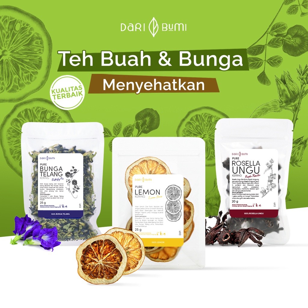 

Teh Premium Varian Bunga Dan Buah Kering 25g Dari Bumi
