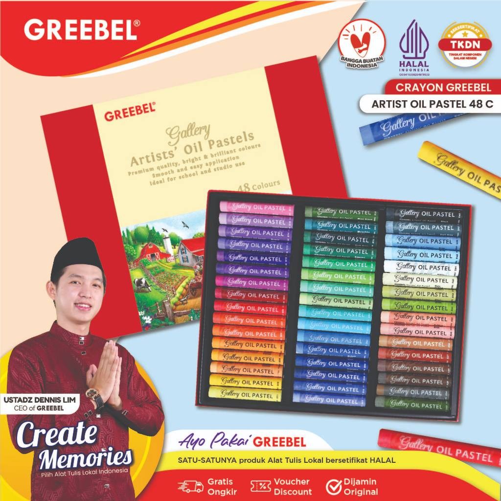 

Crayon Warna Oil Pastel Crayon Artist Crayon Set 48 Warna / Greebel Artist Oil Pastel 48C