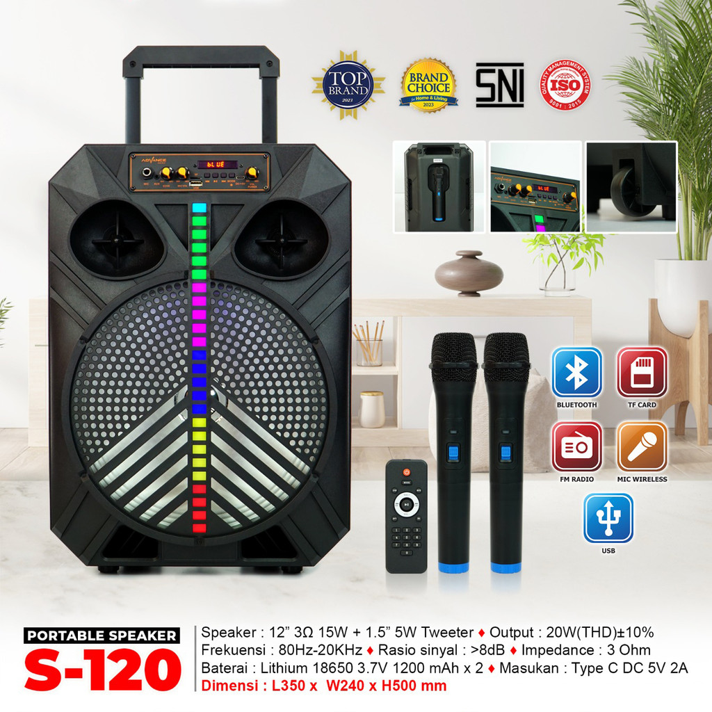 Advance S-120 Speaker Bluetooth Portable Dapat Mic Wireless Karaoke Outdoor Salon