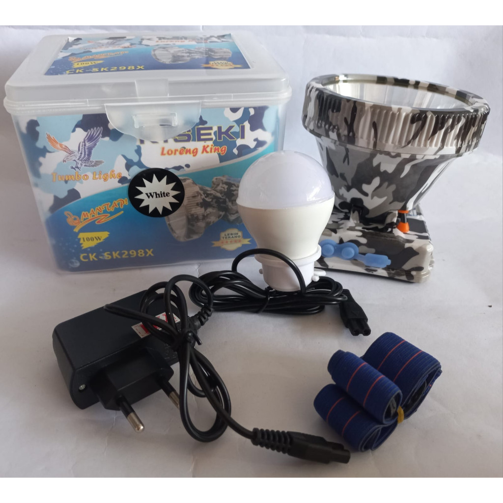 Senter Kepala KISEKI Putih 150watt Free led emergency, Kiseki CK-SK298X