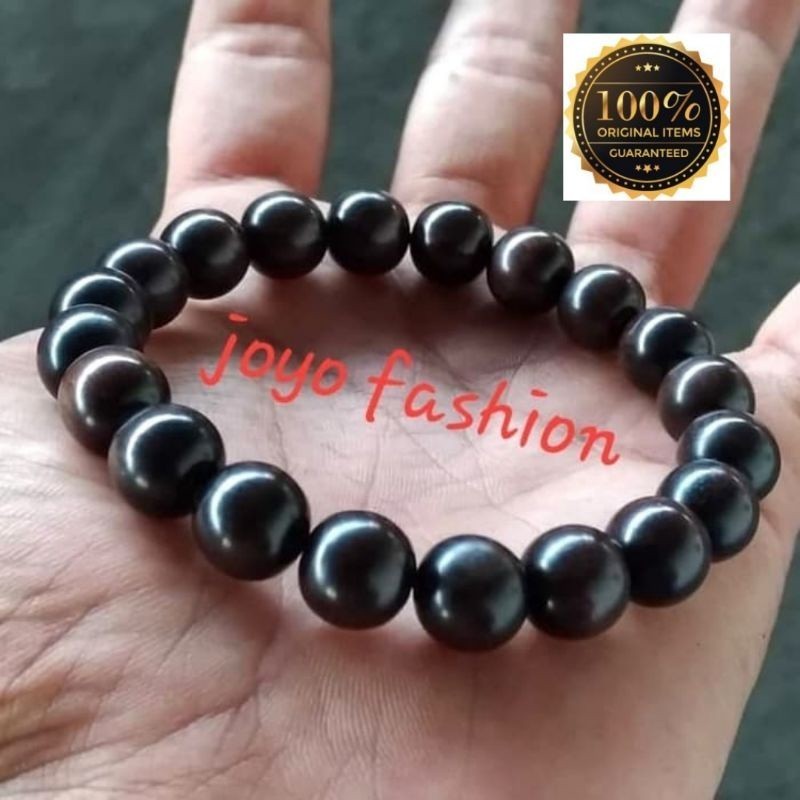 GELANG TASBIH FOSIL AKAR GALIH KELOR HITAM NATURAL KALIMANTAN