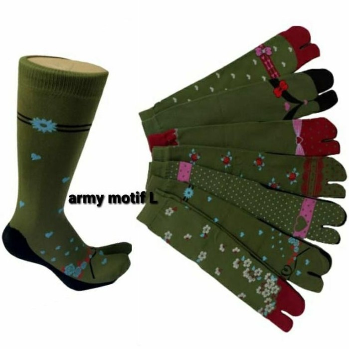 KAOS KAKI JEMPOL MUSLIMAH MOTIF WARNA HIJAU ARMY KAOS KAKI JEMPOL MUSLIMAH NILON kaos kaki jempol MO