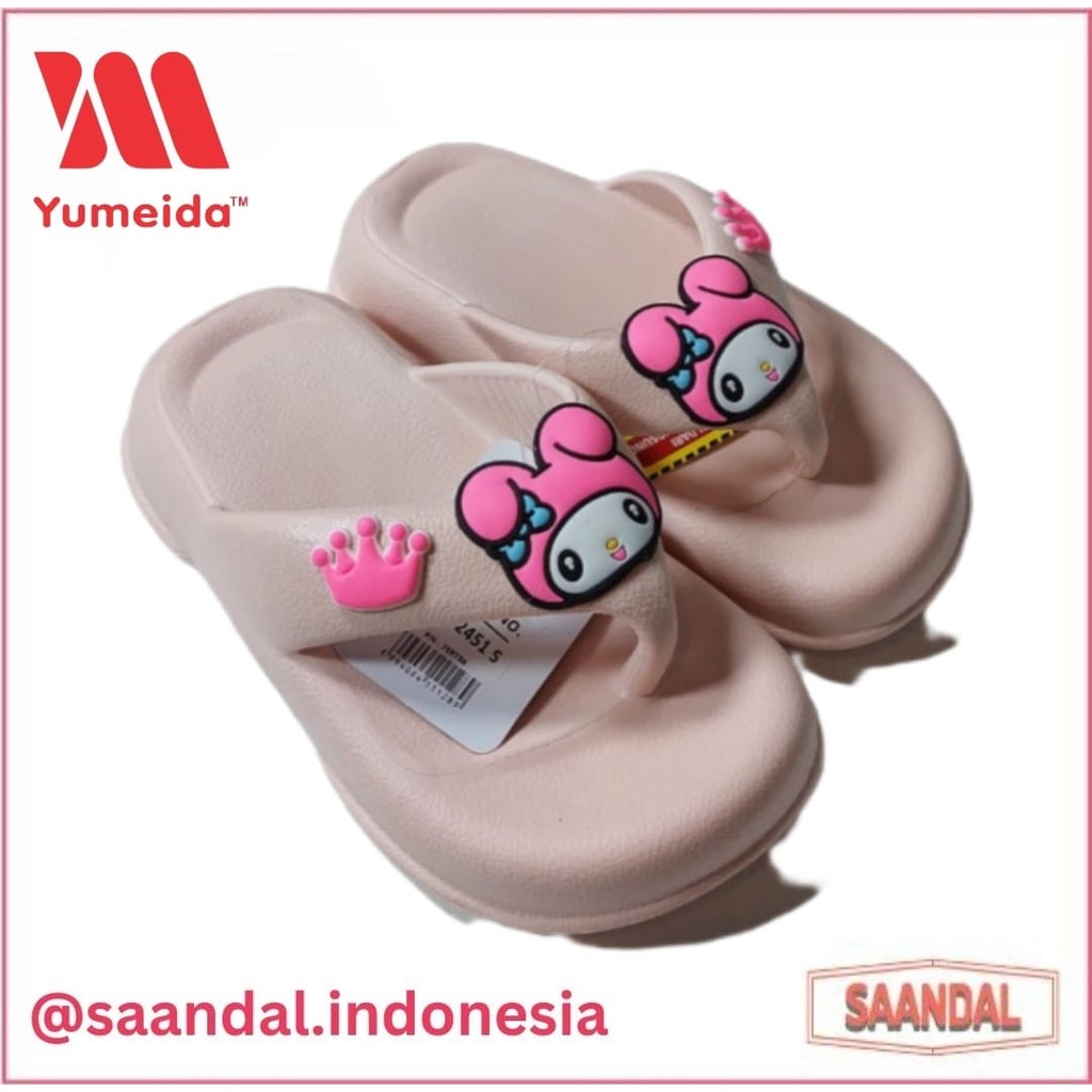 Sandal Jepit EVA Yumeida Perempuan 2451 Karakter Lucu  Anak Balita Perempuan Ungu Pink Tosca Ukuran 