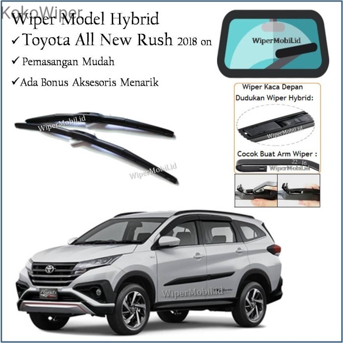 Kokowiper Wiper HYBRID Kaca Mobil Toyota All New Rush 2018 2019 2020 2021 2022
