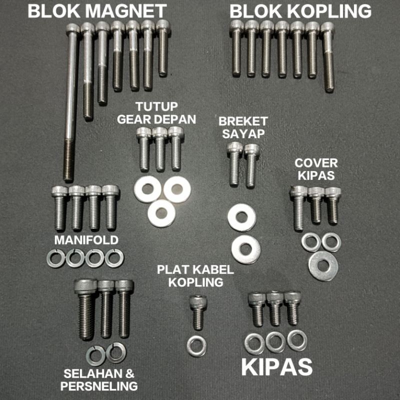 Baut Mesin f1zr F1ZR Asli Stainless Grade 304 Kunci L