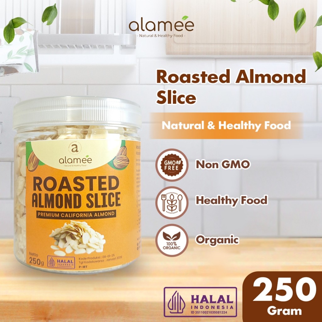 

ALAMEE Roasted Almond Sliced Almon Slice irisan panggang Kacang Almond Pacang Slice 250gr