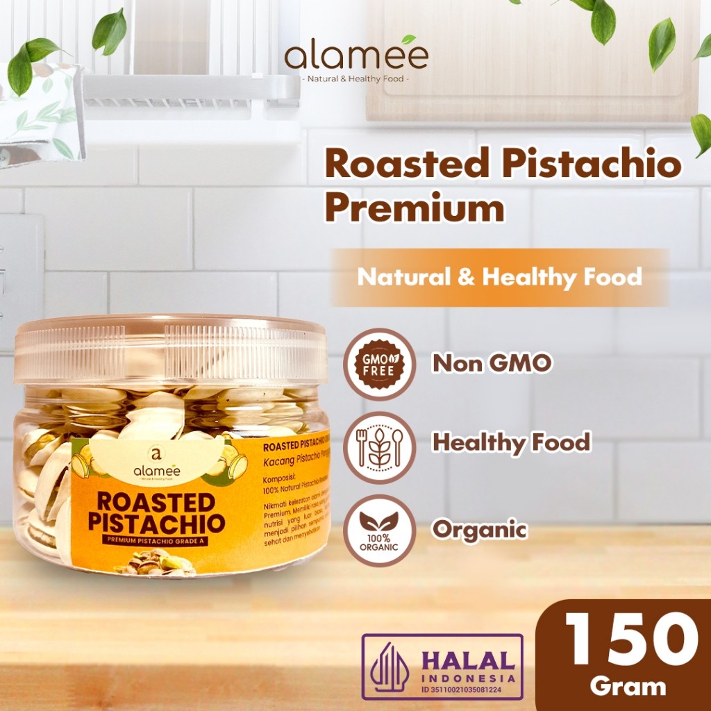 

ALAMEE Roasted Pistacio Kacang Pistachio Premium 150gr Fustuk Panggang Organic Dalam Cangkang Renyah