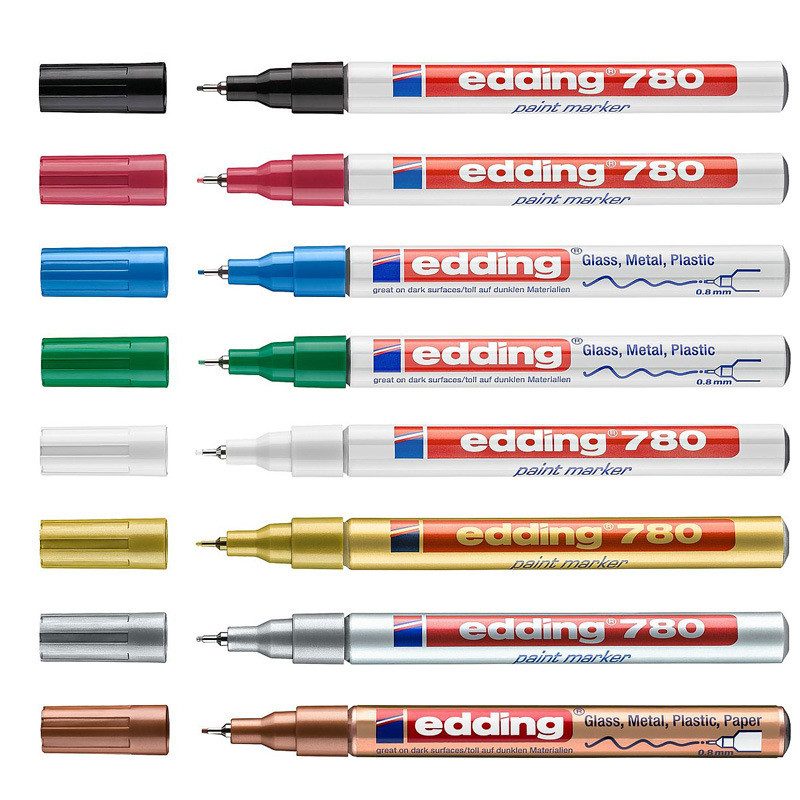 

1pcs Edding 780 Paint Markers 0.8MM Fine Point Colored Oil Paint Pen Drawing on Anything Metallic Pen Art Supplies Stationery