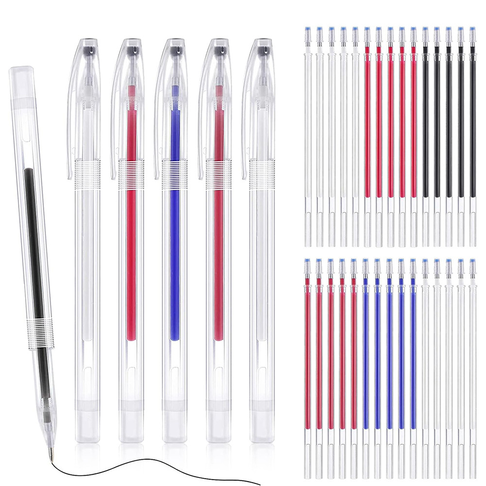 

Sewing Marker Pen 5 Heat Erase Empty Pens with 12 Erasable Pen Refills Fabric Marking Pens Heat Erase Pens for Fabric Sewing