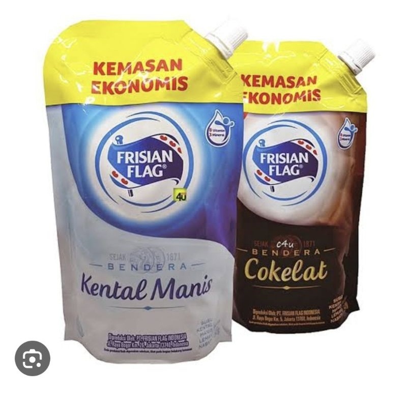 

Frisian flag pouch 545gr putih dan cokelat