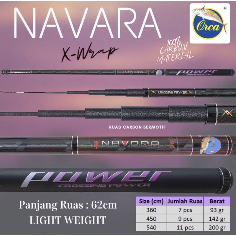 Joran Tegek Ruas Panjang Orca Navara 450 540 Bahan Carbon Ringan Action Hard Atau Tongkat / Tangkai 