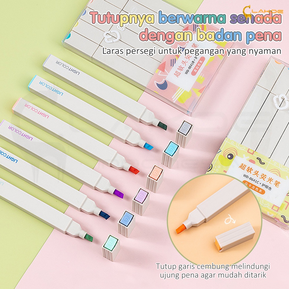 

RK Lakoe 6PCS stabillo warna/Stabillo Highliter set/Multicolor pena stabilo/highlighter pastel 6