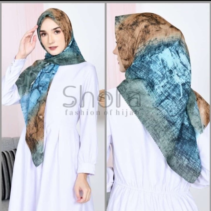 Hijab Jilbab Kerudung Segi Empat Motif Shofa Voal Premium Denay Kw - Ungu