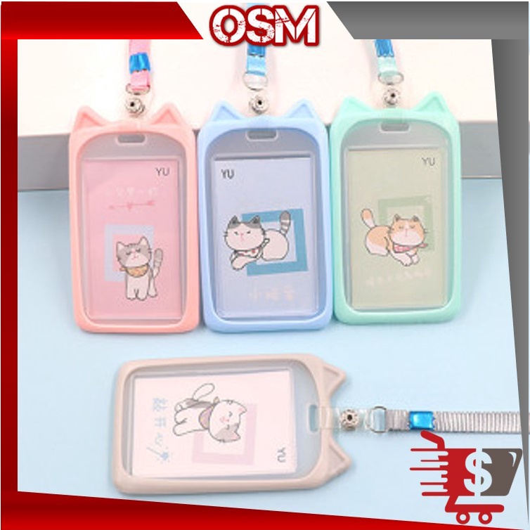 

OSM - 5770 Name Tag Lanyard Gantungan Kartu Motif Kuping / Id Card Holder Akses MRT Busway E-Money Bentuk Karakter Warna Pastel