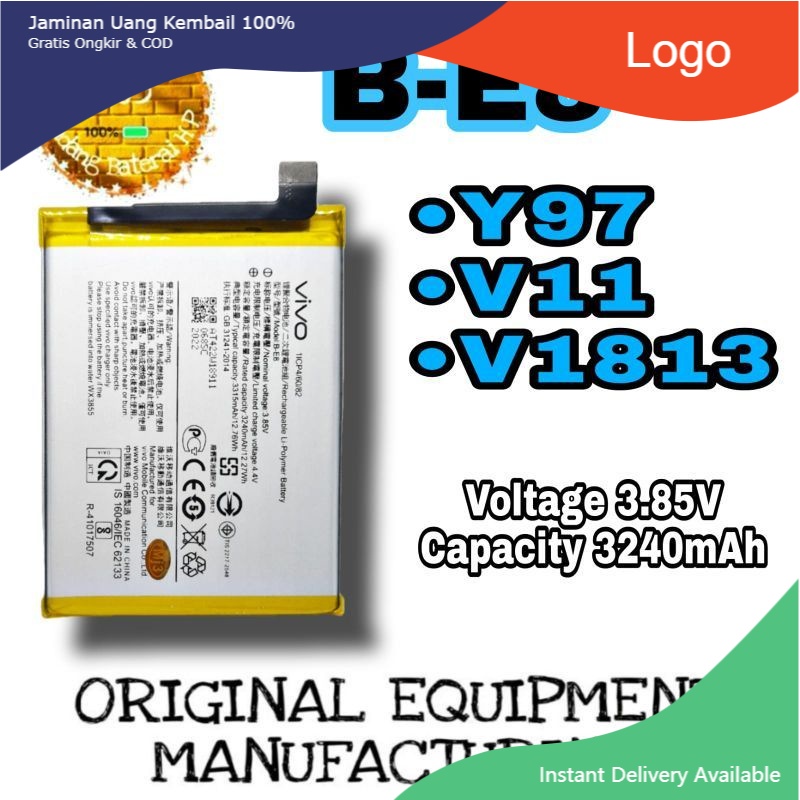 Baterai Battery Original Vivo Y97/V11/V11i/1806/V1813 Model B-E8 Battery Vivo 100%