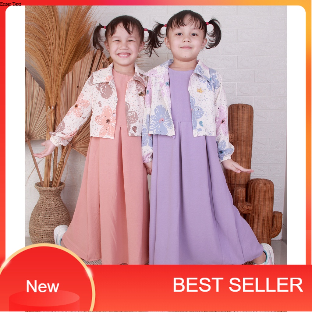 Gamis Anak Salsa Kemeja 2 Looks Crinkle Airflow Free Bros 4 - 12 Tahun/ Lavender