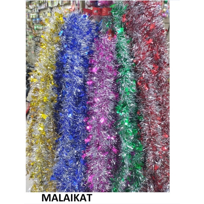1pc +-2meter Tinsel Slinger Salju Bulat Lonceng Malaikat Peri Gaba gaba Rumbai KASAR Hiasan Pohon Na