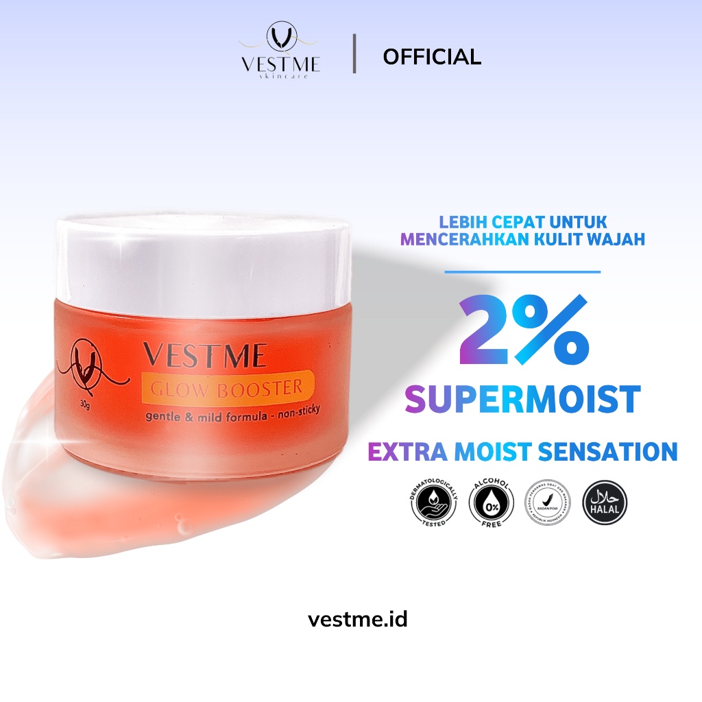 VESTME Glow Booster With Triple Hyaluronate, Ekstrak Jania Rubens (booster) dan Collagen Gel - White