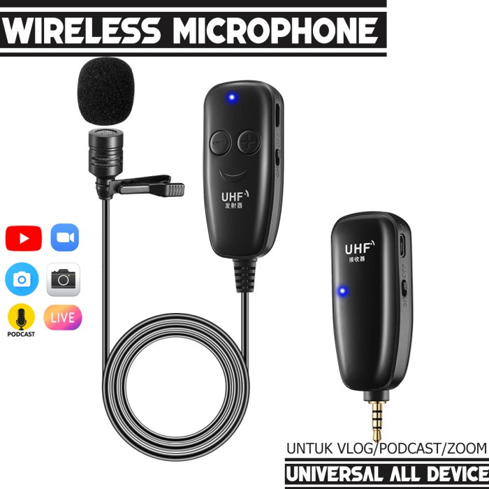 Wireless Lavalier Microphone - Mic Untuk Zoom Podcast Interview Vlog