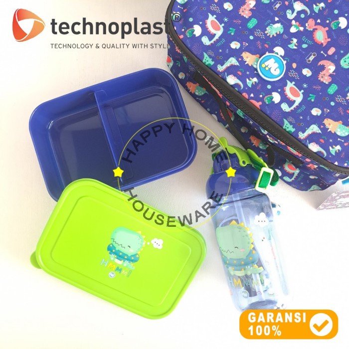 WIGGLE  Lunch Box Lunch Bag Hello Dino Set | Kotak Bekal & Botol Minum Tas