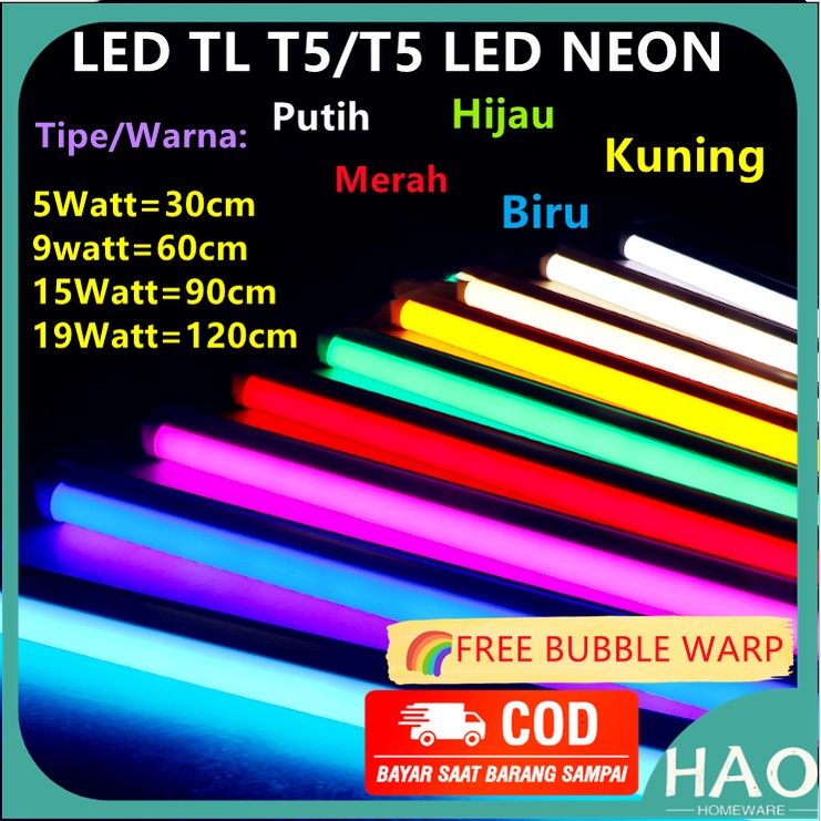 Lampu TL Neon T5 LED 5W 30 CM Tube Warna Warni/Lampu neon led Dekorasi