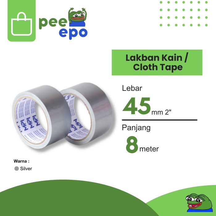 

Lakban Kain / Cloth Tape 45 mm x 8 Meter 2 Inch Merk MPI - Silver