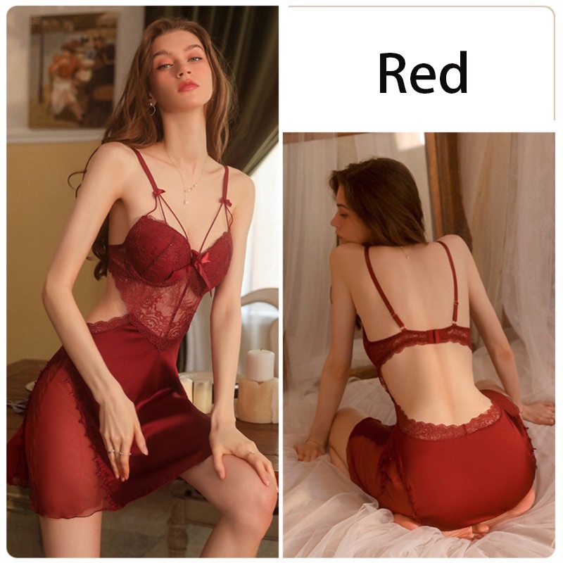 Sexy hot satin baju tidur cup bra pakaian seksi satin piyama seksi/pakaian dalam wanita cup bra piyama/pakaian dalam seksi piyama dewasa-Red