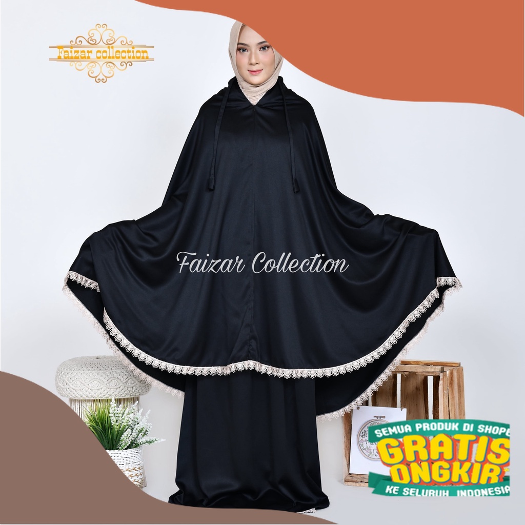 FAIZAR COLLECTION - Mukena Dewasa 2in1 Traveling Silk Velvet/ Kembang polkadot