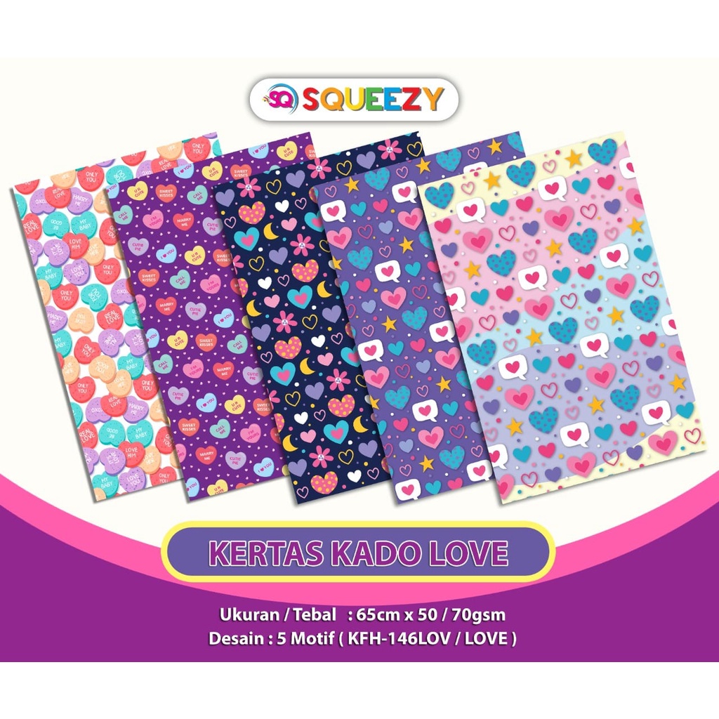 

10 Pcs Kertas Kado Motif Love