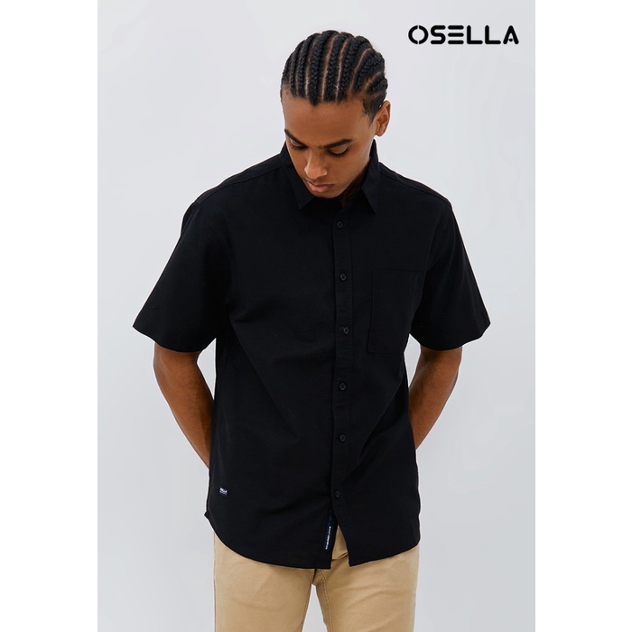 Osella - Kemeja Pria Warna Putih Hitam Merah 20323