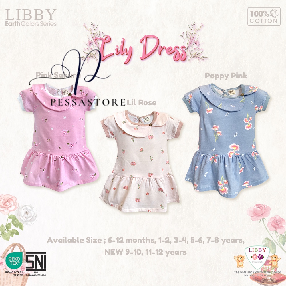 Baju Bayi Termurah LIBBY Lily Dress Anak Perempuan 6 Bulan - 8 Tahun (1 PCS) Bisa COD