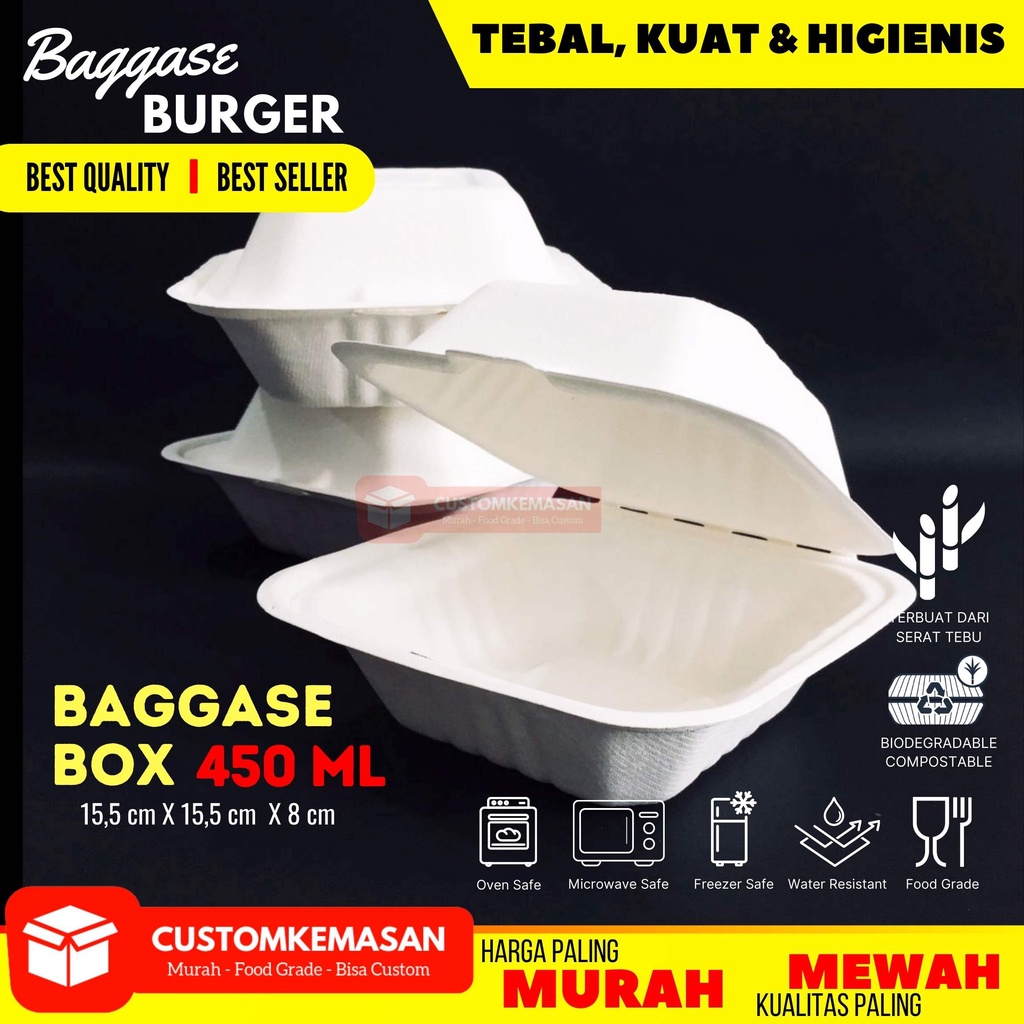 Baggase Box, Baggase Burger, Box Burger, Dus Burger, Kemasan Burger, Bagasse Box, Baggase Box Cake B