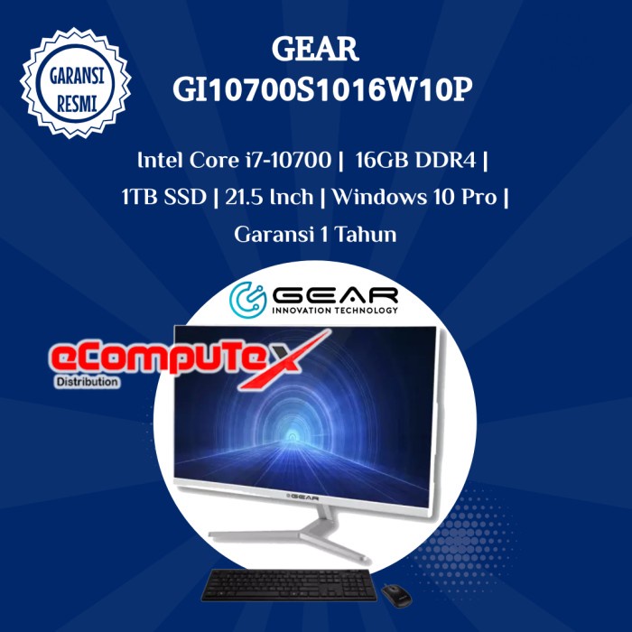 PC AIO Gear GI10700S1016W10P i7-10700 16GB 1TB - GARANSI RESMI