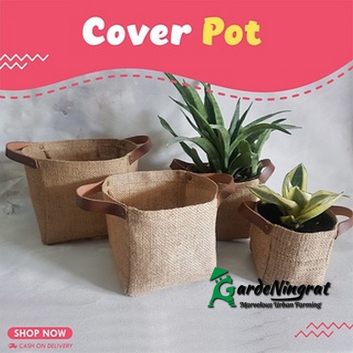 Keranjang Karung Goni / Hampers Anyaman Cover Pot Tanaman Hias