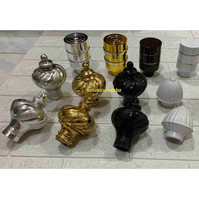 perbiji TUTUP KORDEN BULAT plastik endcap Endcup End cap Rel cup gold or silver gorden aksesoris